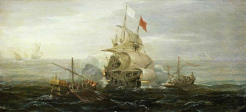 A French Ship and Barbary Pirates, Aert Anthonisz
